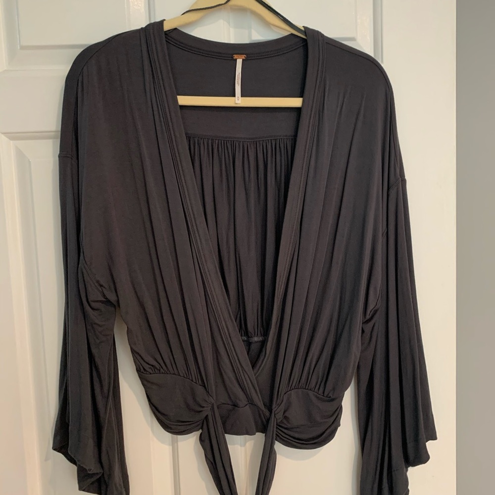 soft free people grey cross front top